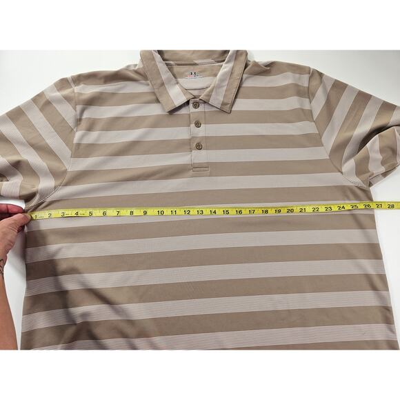 Under armour size XXL brown tan striped performance polo heat gear short sleeve - Picture 7 of 7